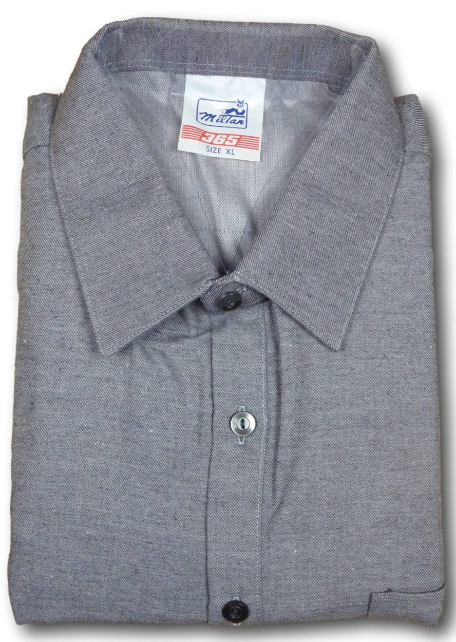 Grey Brushed Cotton Vintage Shirt From New Zealand 16.5