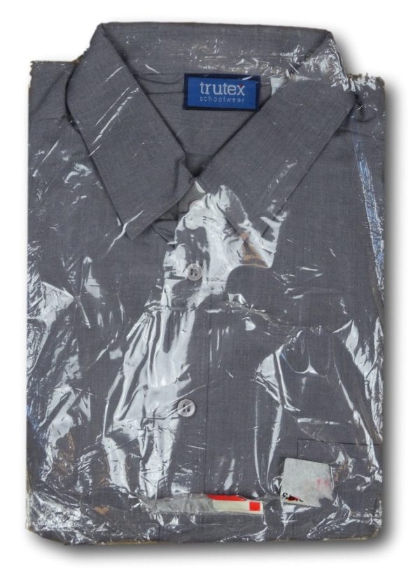 Grey Polyester Cotton Vintage Shirt From The UK 16.5" Collar. 'Trutex' Brand - Image 2