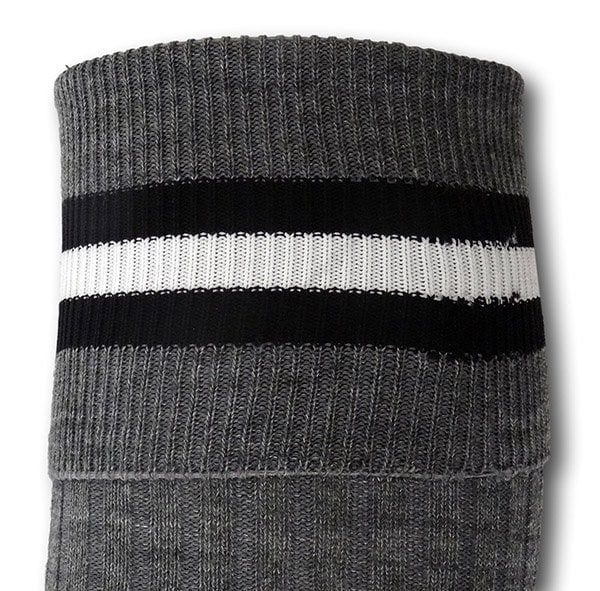 Knee Length Mid Grey Woollen Socks With Black / White / Black Trim ...