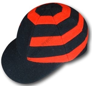 Black & Red Wool Flannel Cricket Cap 59cms