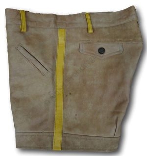 Beige Leather Lederhosen Short Trousers With A Zip Fly 38"