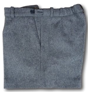 Grey Wool Flannel Short Trousers With A Button Fly 35"-36"