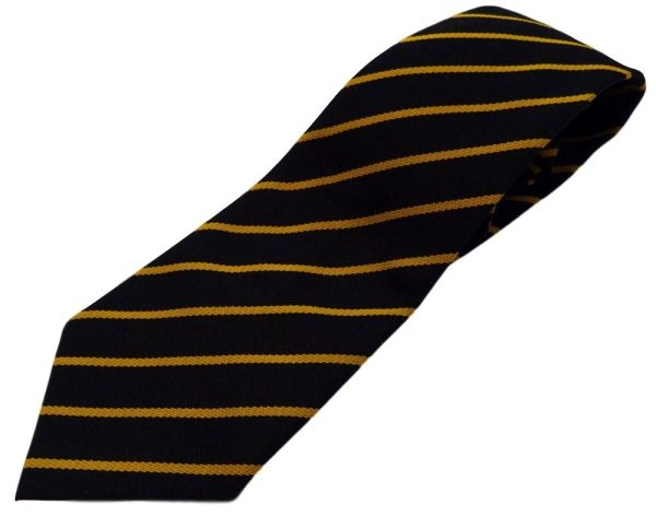 Black & Gold Narrow Stripe School Tie | Albert Prendergast