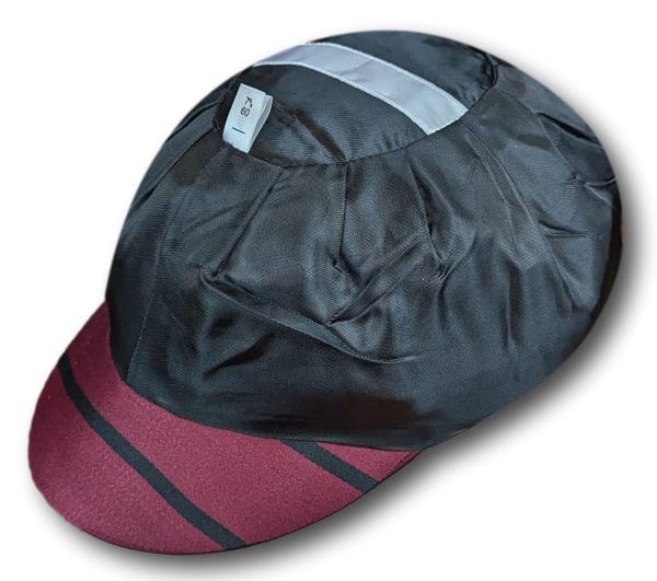 Maroon & Navy Wool Worsted Venetian Stripe Cap - Image 3