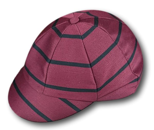 Maroon & Navy Wool Worsted Venetian Stripe Cap
