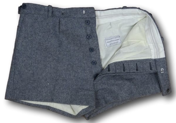 Grey Wool Flannel Short Trousers With A Button Fly 36" (Small Hole) - Image 6