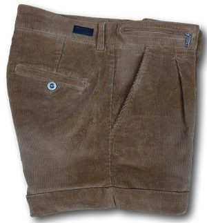 Brown Corduroy Short Trousers With Fixed Waistband, Belt Loops, Hip Pocket - 30"