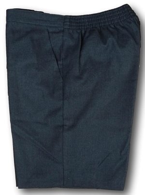 Grey Poly Viscose Short Trousers Elastic Back - Unlined - 2XL - 36"
