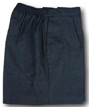 Charcoal Wool Worsted Short Trousers Elastic Back - 38" - 'Glengarnock' Brand