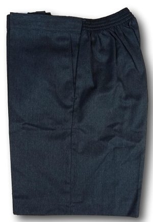 Grey Poly Viscose Short Trousers Elastic Back - 34" - Unbranded - Unlined