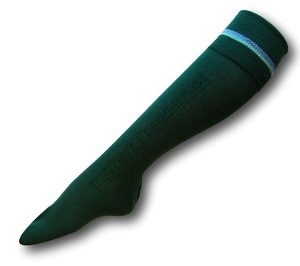 Knee Length Green School Socks With Green & Lilac Trim - Size 4 -7