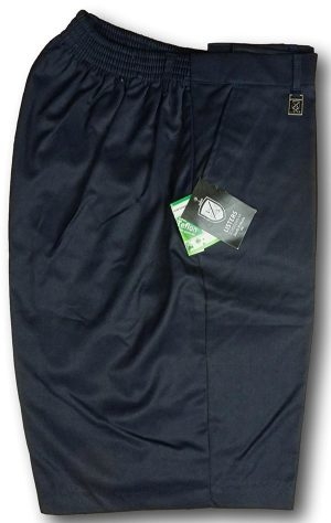 Dark Navy Blue Poly Viscose Unlined Bermuda Short Trousers Elastic Back - 'Lister' Brand