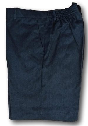 Grey Poly Viscose Short Trousers Elastic Back - Unlined - 'School Outfitters' Brand - 36"