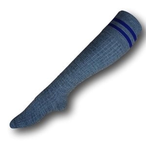 Knee Length Grey Socks With Purple Trim Bands. Size 6-9