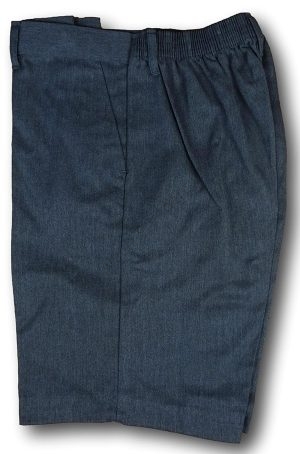 Grey Poly Viscose Short Trousers Elastic Back - 32" - Unbranded