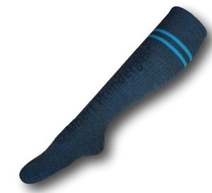 Mid Grey Knee Length Woollen Socks With Sky Trim Bands - From Australia