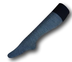 Knee Length Grey Socks With Full Black Turnover Top. Size 7-8