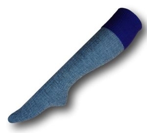 2 Ply Mid Grey Knee Length Woollen Socks With Full Purple Turnover Top - Size 7-8