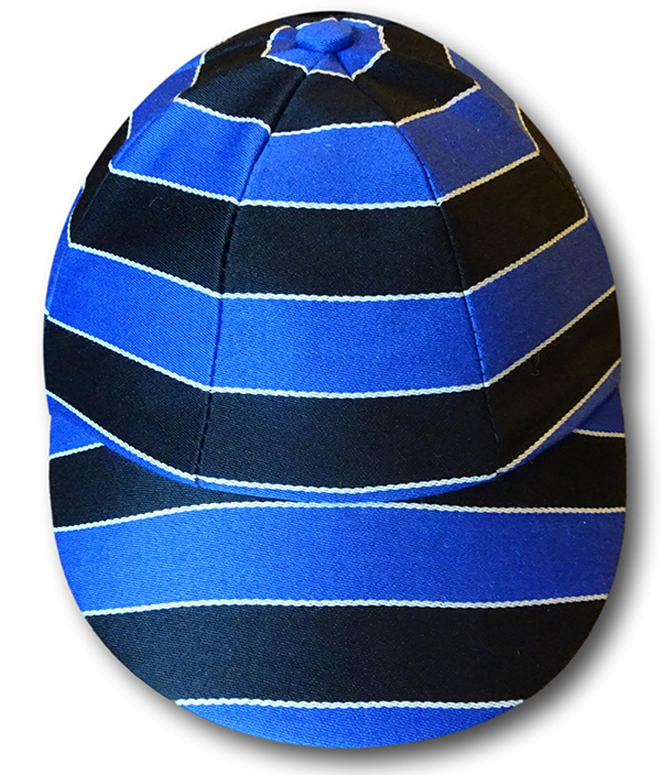 Black, Royal & White Wool Worsted Venetian Stripe Cap - Image 3
