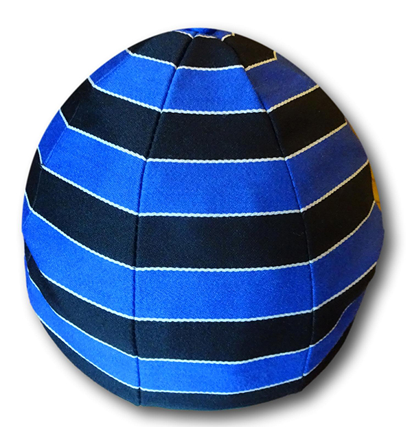 Black, Royal & White Wool Worsted Venetian Stripe Cap - Image 2
