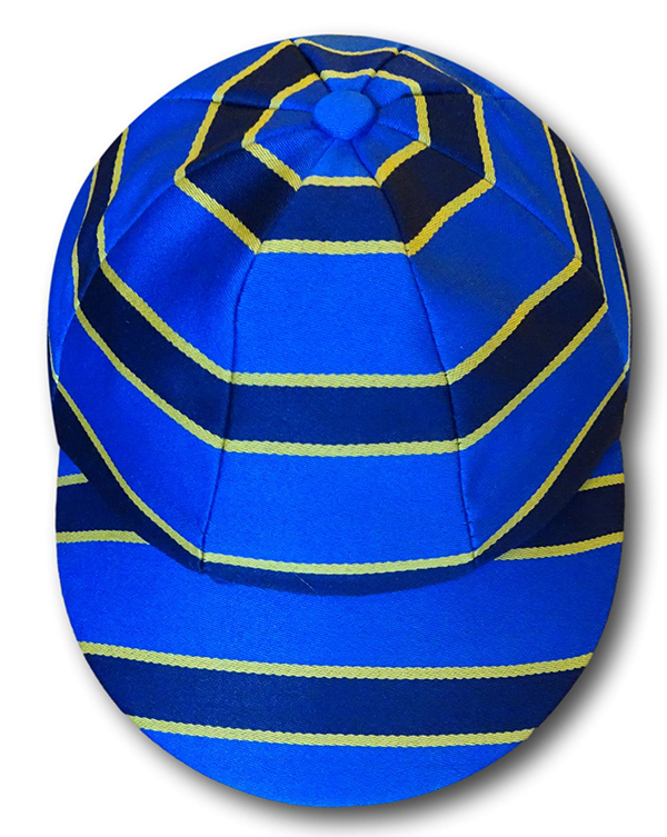 Royal, Navy & Yellow Wool Worsted Venetian Stripe Cap - Image 2